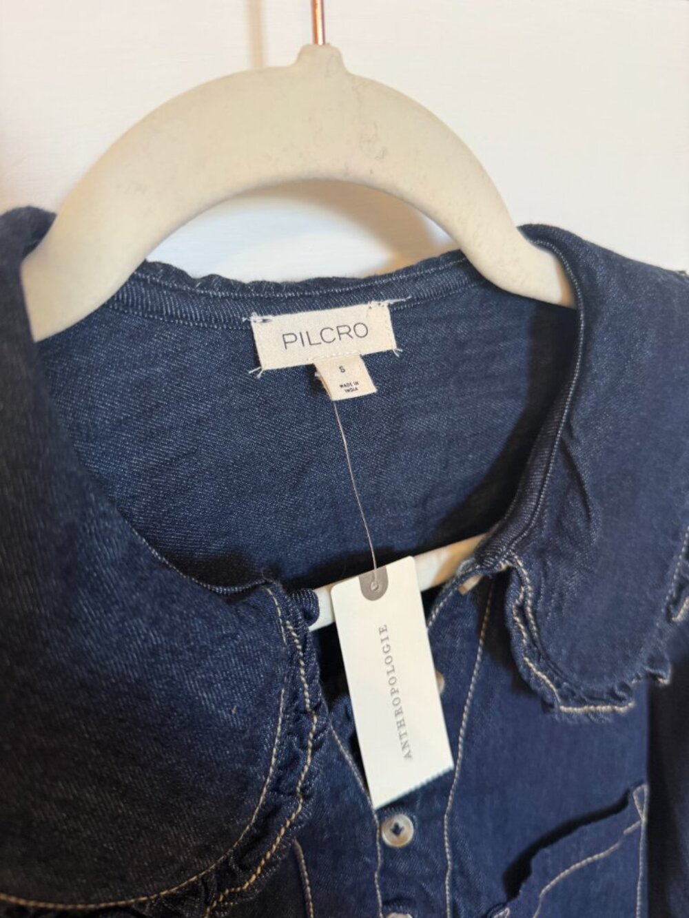 Pilcro Denim Button-up Top in Dark Denim S - Picture 6 of 6